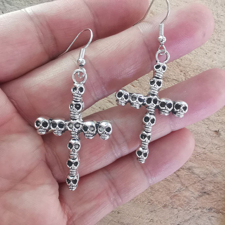 Gothic Skull Cross Earrings Kalsten