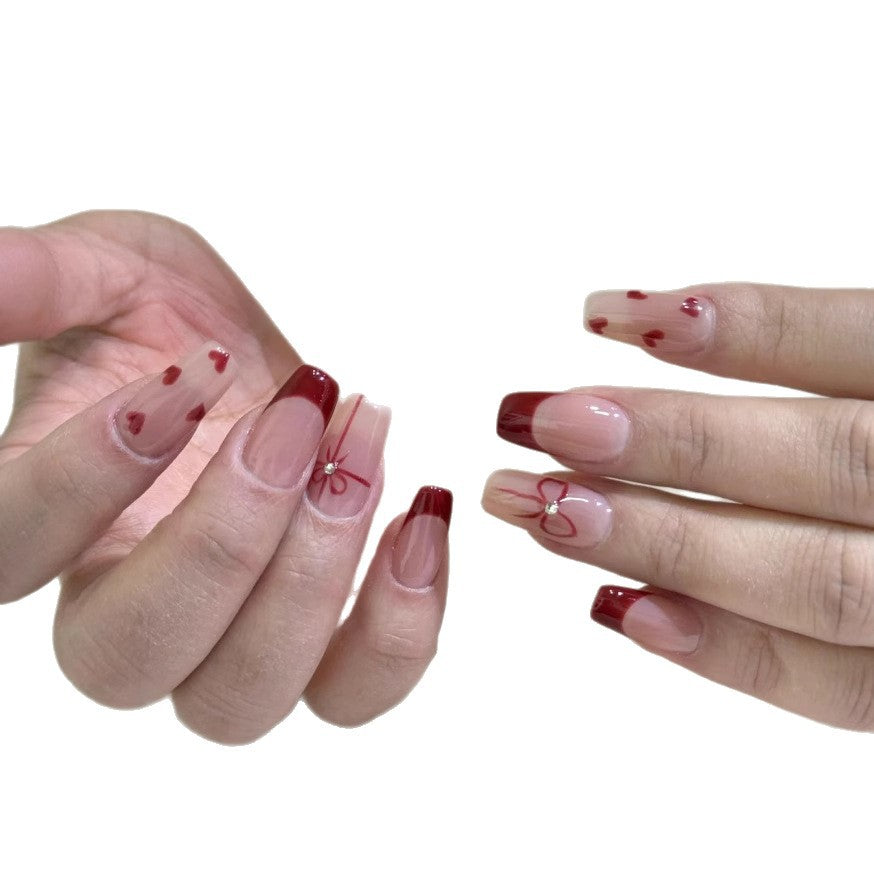 Decorative Heart-Embellished Press-On Nails Kalsten