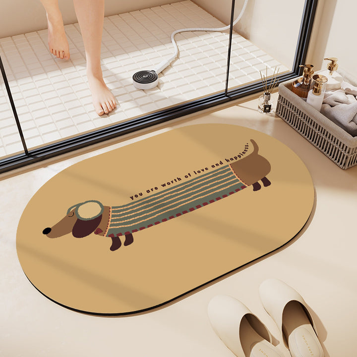 Playful Cartoon Dog-Themed Area Mat