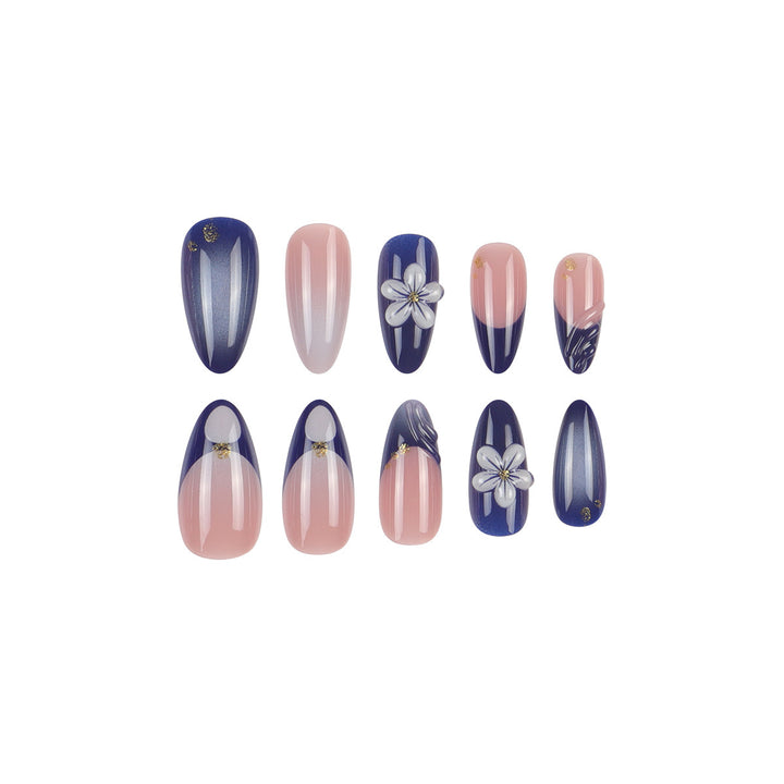 Artistic Long Press-On Nails with Floral Design Kalsten