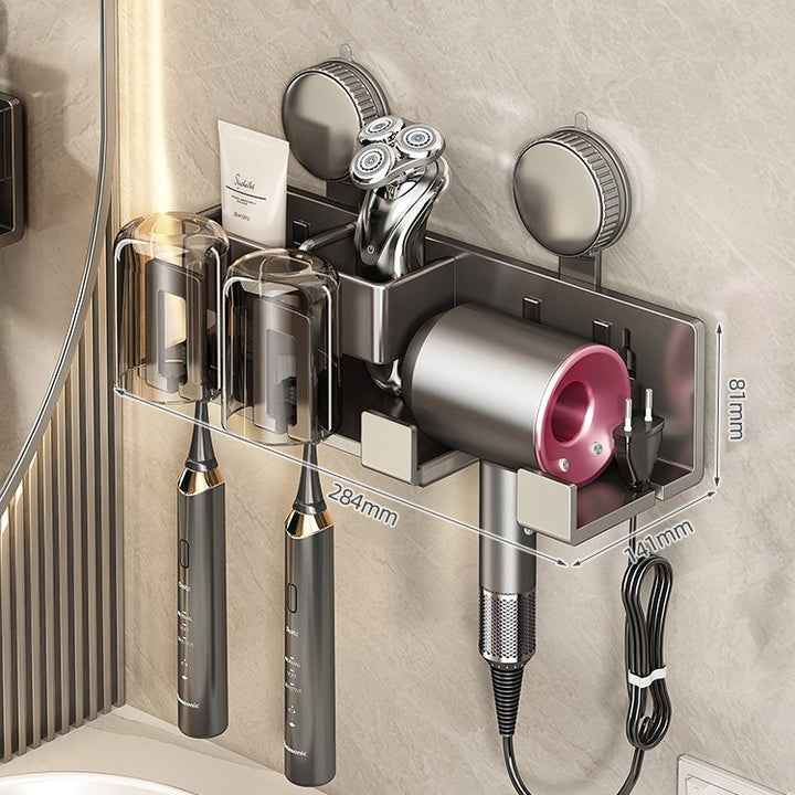 Wall-Mounted Hair Tool Organizer with Storage Compartment Kalsten