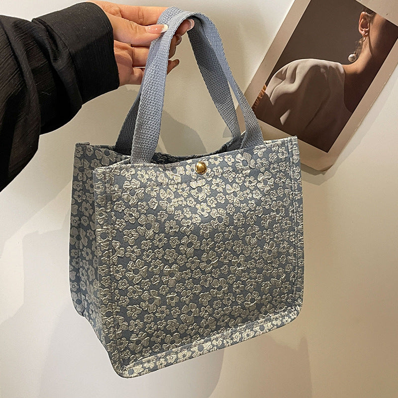 Floral Print Canvas Tote Bag