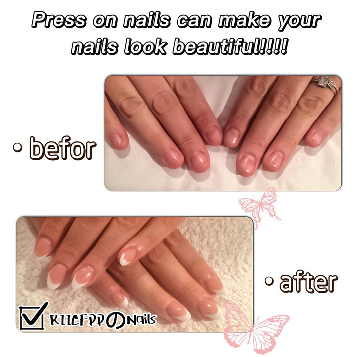 Artificial nail set with elegant French design and gloss effect Kalsten