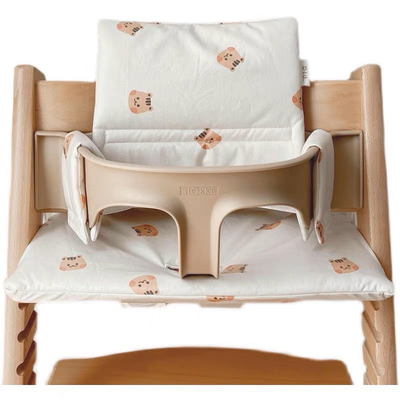 Padded Gingham High Chair Cushion Set with Teddy Appliqué