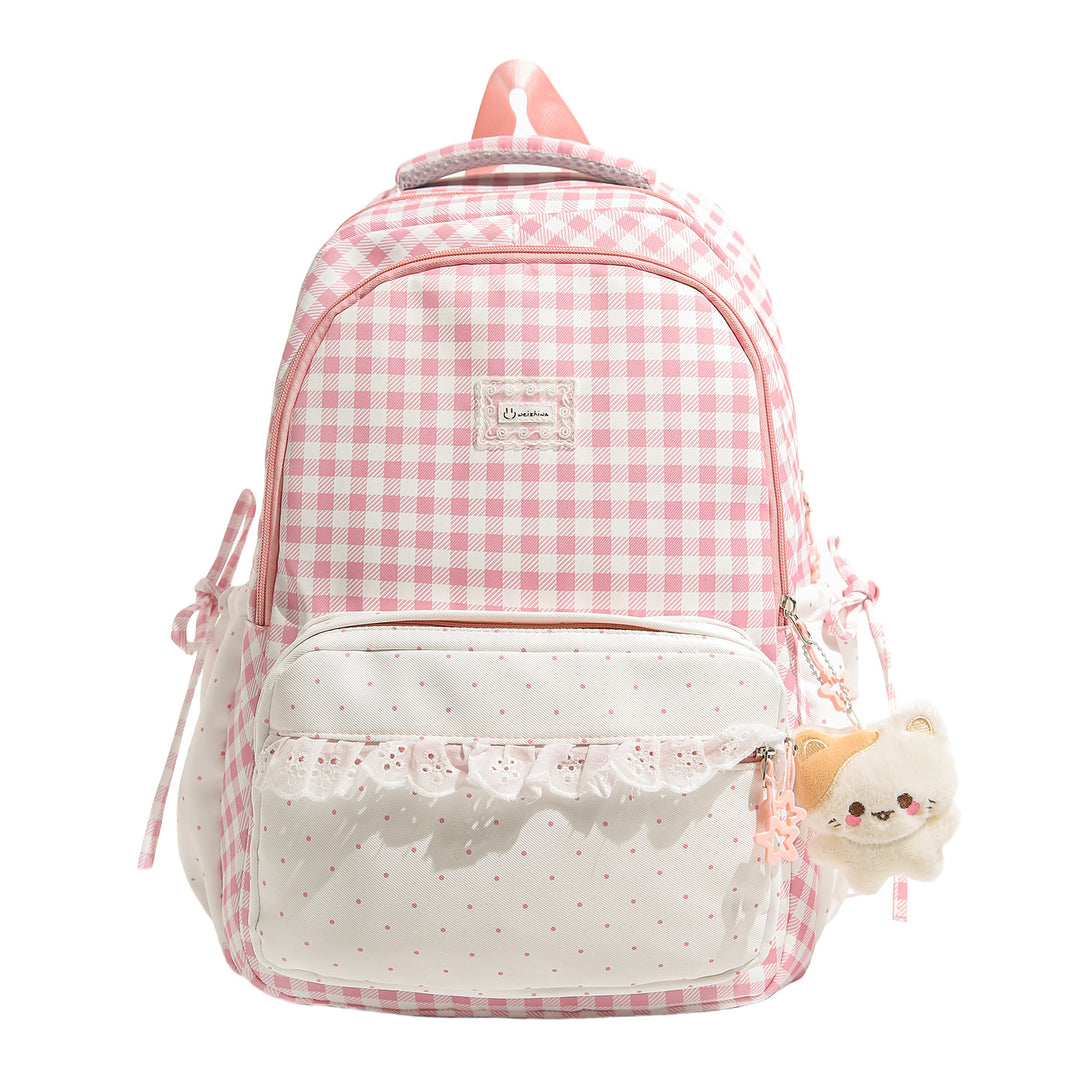Playful Gingham Patterned School Backpack Kalsten
