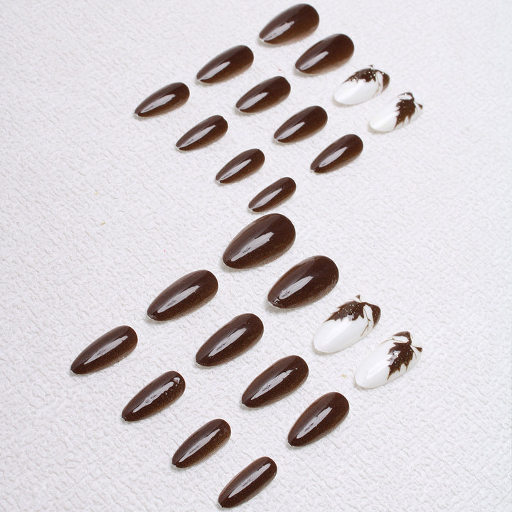 Artistic Leaf-Designed Press-On Nails Kalsten