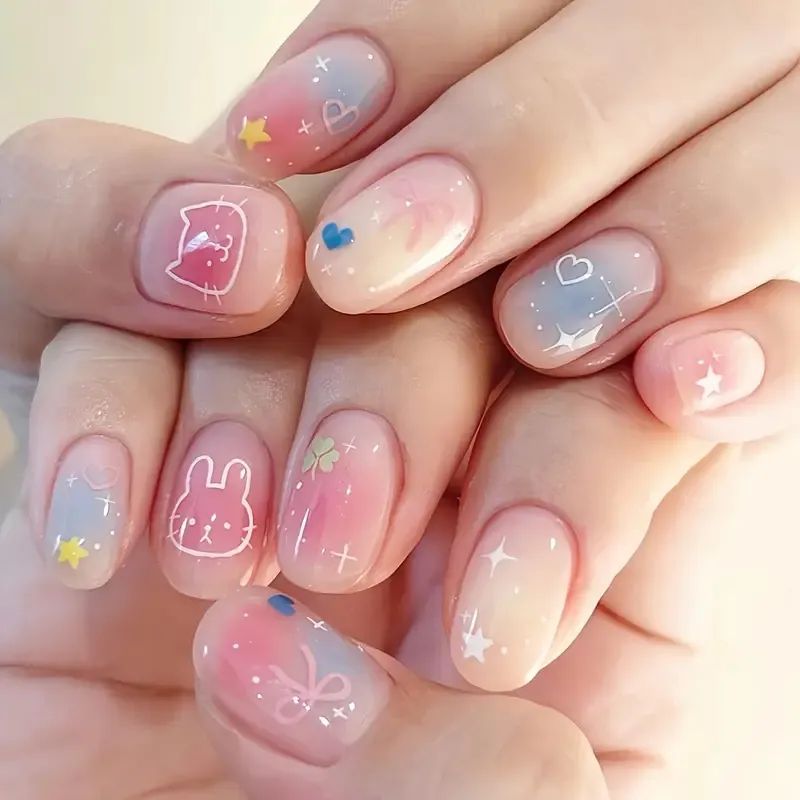 Heart-Embellished Nail Art Design Kalsten