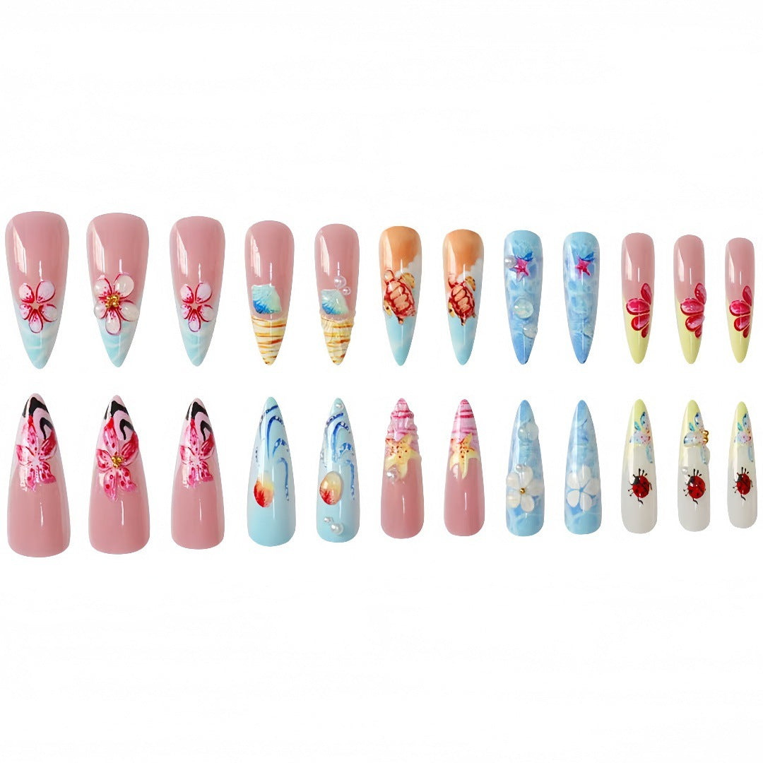 Artistic Marine-Inspired Press-On Nail Set Kalsten