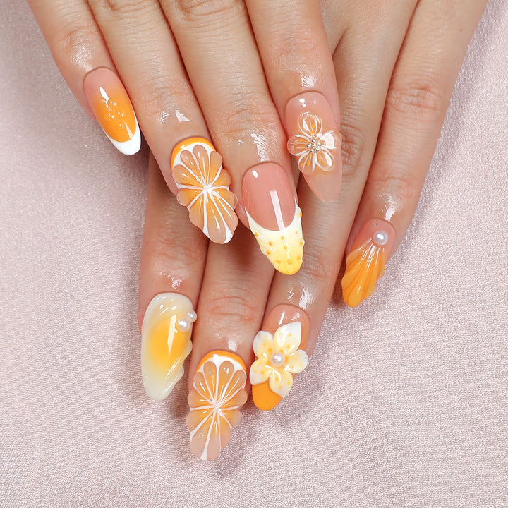 Creative nail art set with floral and glitter embellishments Kalsten