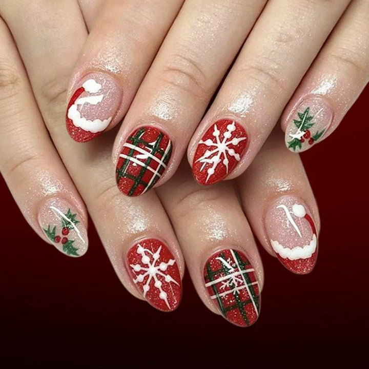 Festive Holiday-Themed Press-On Nails