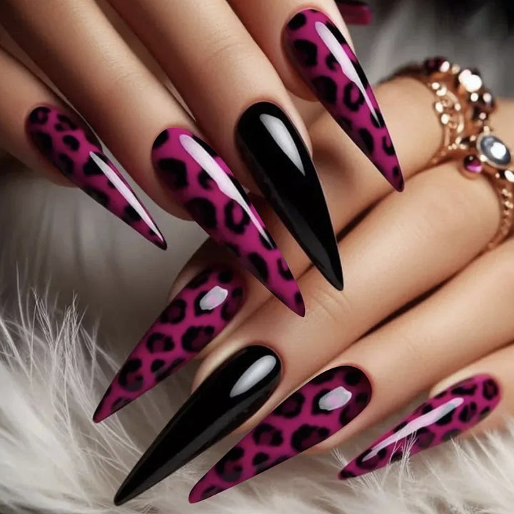 Fierce Leopard Print Stiletto Nail Extensions Kalsten