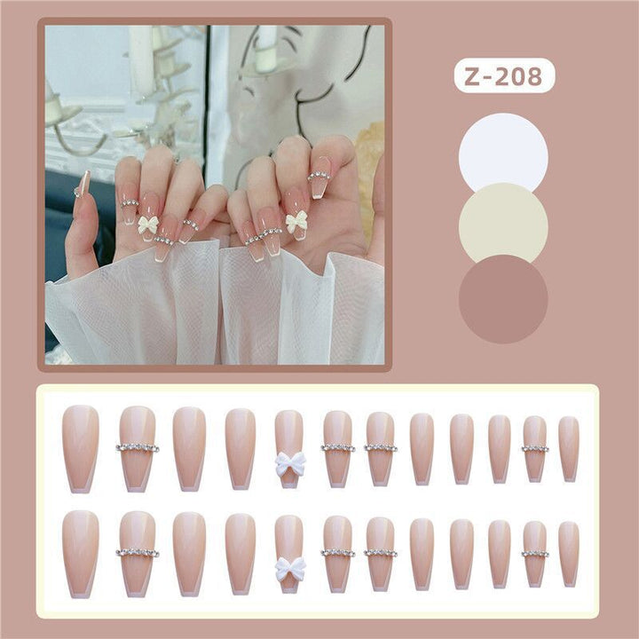 Elegant Rhinestone and Bow Decorated Press-On Nails