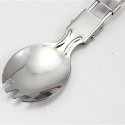folding stainless steel camping spork with locking hinge and travel loop Kalsten