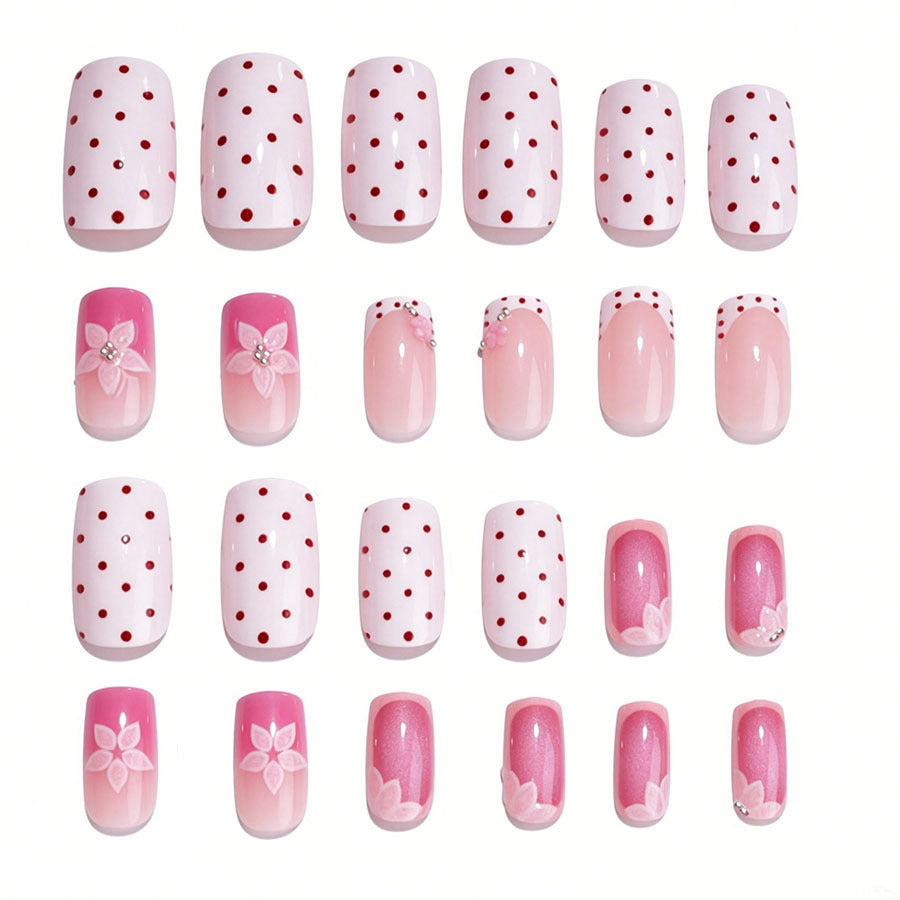 Acrylic nail set with romantic flower design Kalsten
