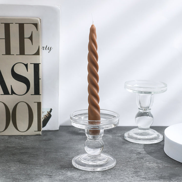 Pressed Glass Pedestal Candle Holder for Taper & Pillar Candles