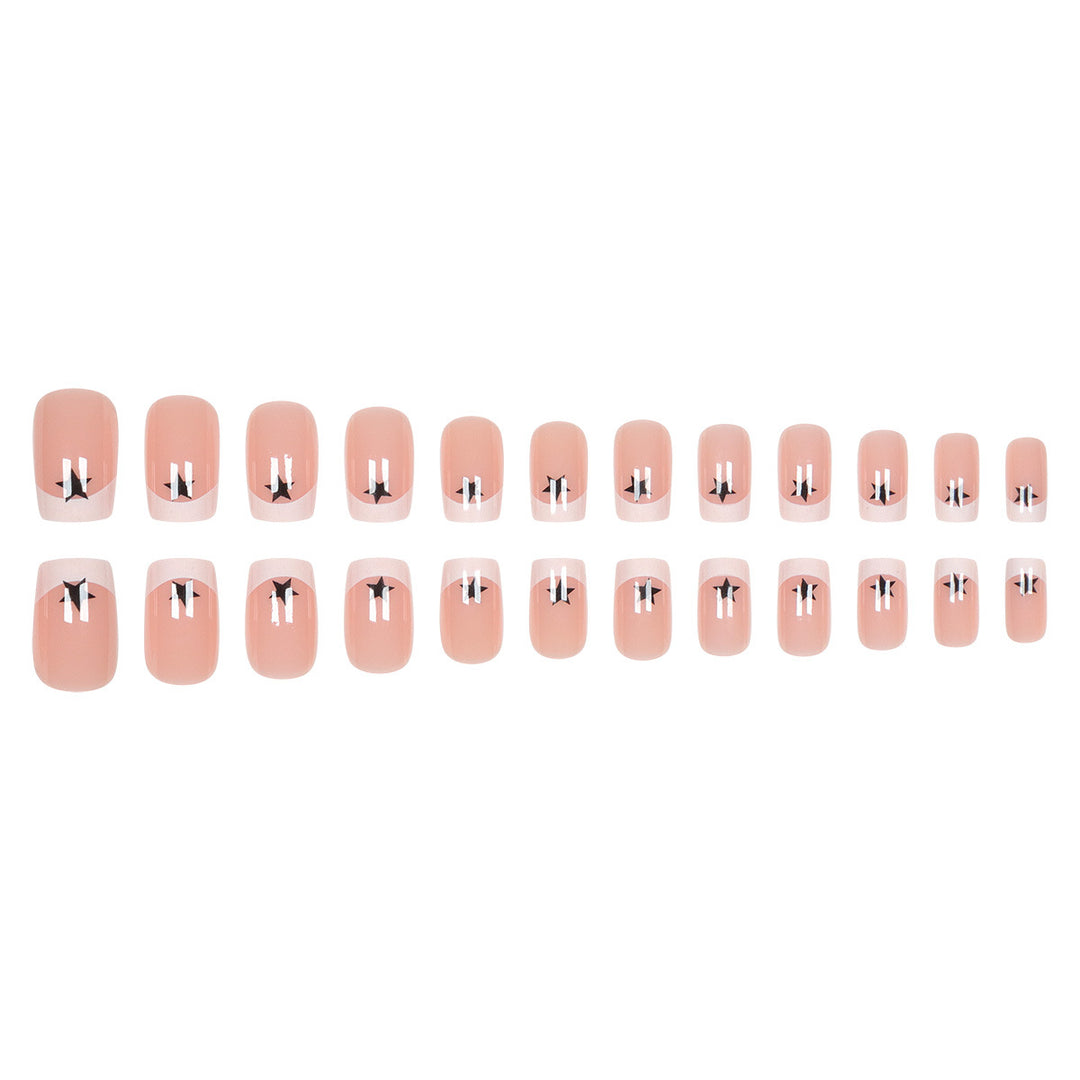 Artistic French Tip Press-On Nails with Star Accents Kalsten