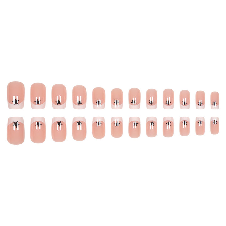 Artistic French Tip Press-On Nails with Star Accents Kalsten
