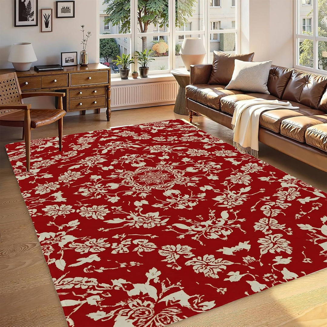 Abstract Leaf Print Area Rug