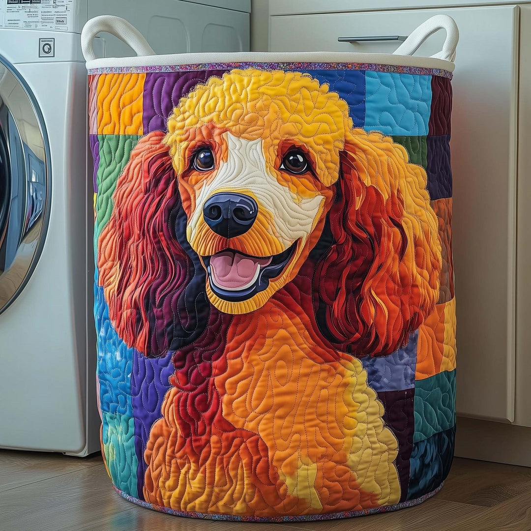 Quilted Decorative Laundry Storage Basket With Rope Handles Collapsible Fabric Organizer