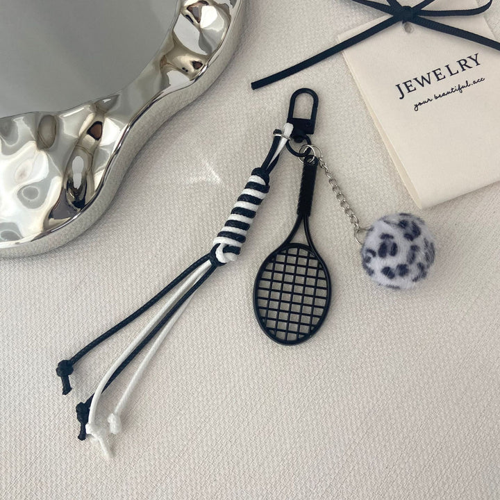 Tennis Racket and Fur Ball Keychain Kalsten
