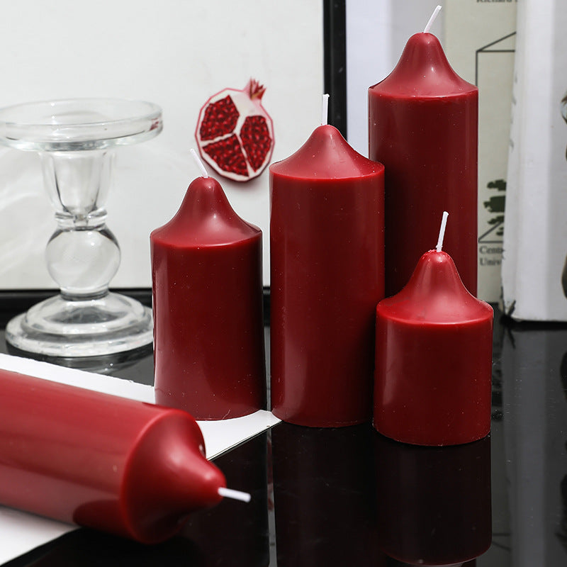 Hand-Poured Decorative Pillar Candle with Sculpted Tapered Top