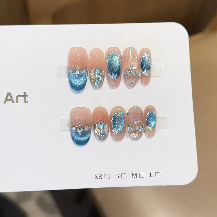Artificial nail tips with glitter and watercolor effect Kalsten