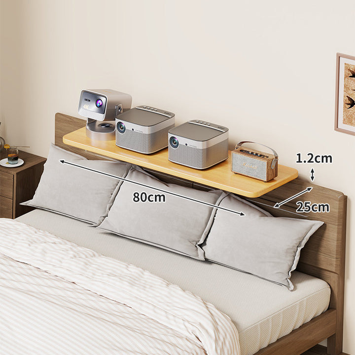 Headboard-Mounted Floating Bedside Shelf for Projectors and Devices