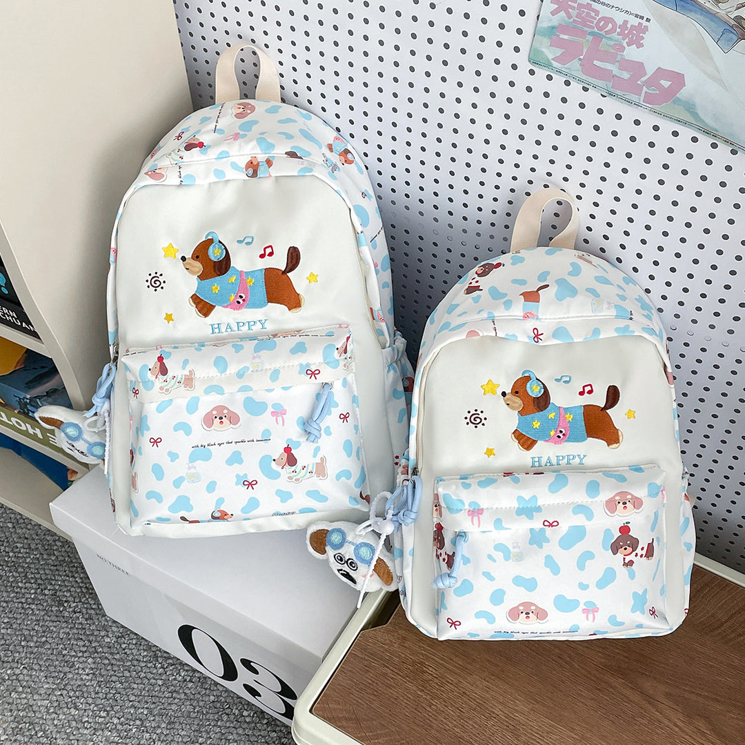 Backpack with Cheerful Dog Design and Multifunctional Compartment Layout Kalsten