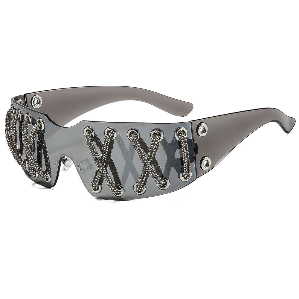Women futuristic design sunglasses with unique decor Kalsten