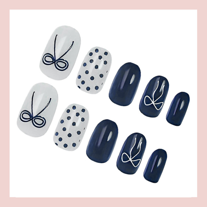 Nail set with stylish bows and dots Kalsten