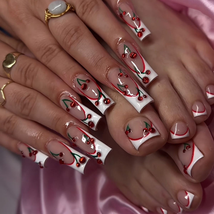 Cherry Blossom-Themed Acrylic Nail Set Kalsten