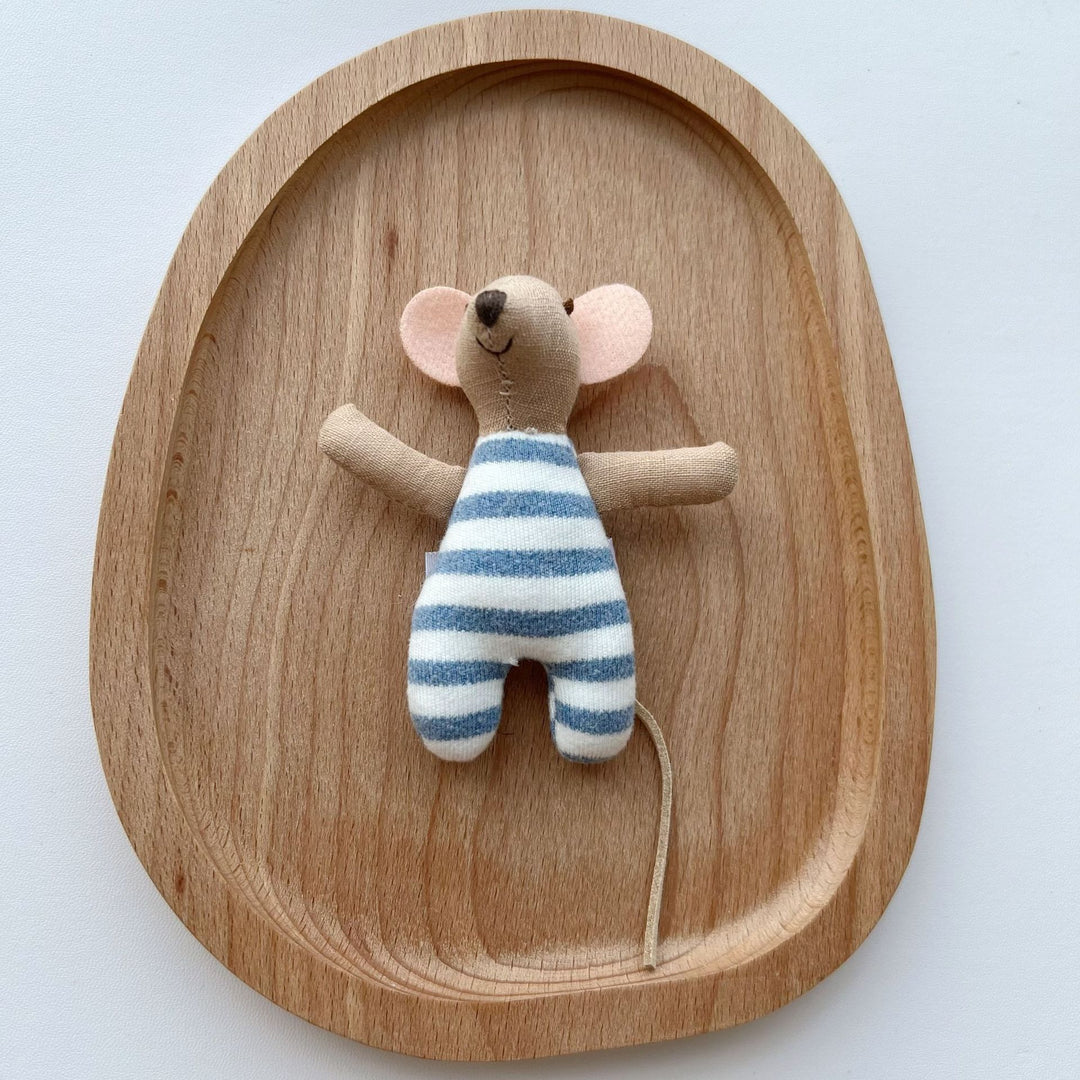 Miniature Artisan Fabric Mouse Doll with Winged Cape
