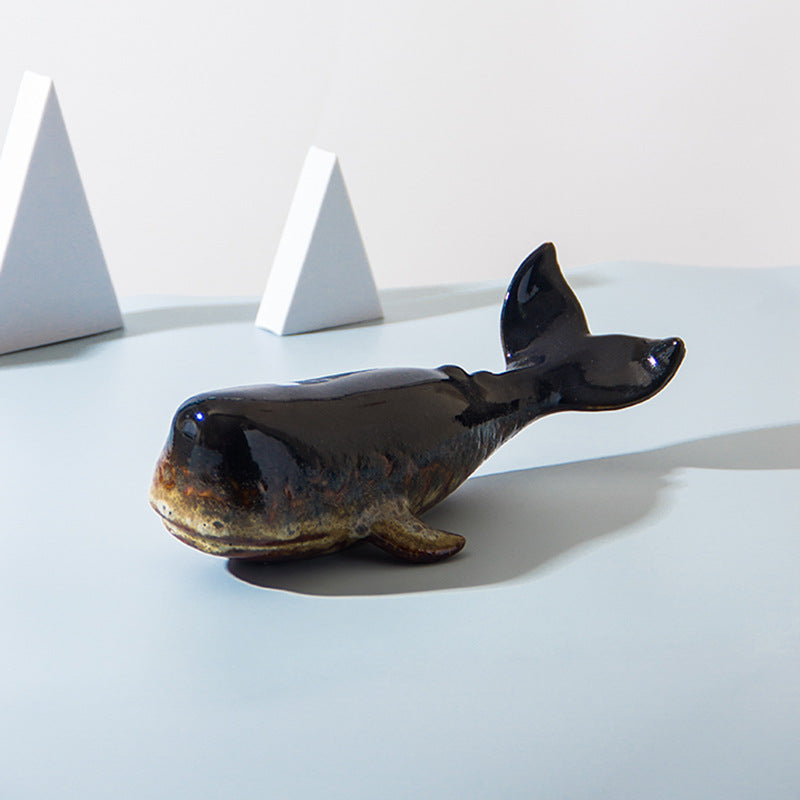 Artistic Whale-Shaped Ceramic Figurine