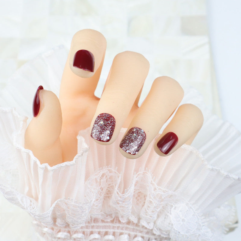 Glossy Press-On Nail Set with Glitter Accents Kalsten