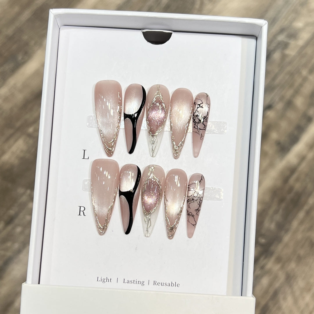 Decorative Floral Stiletto Press-On Nail Set Kalsten