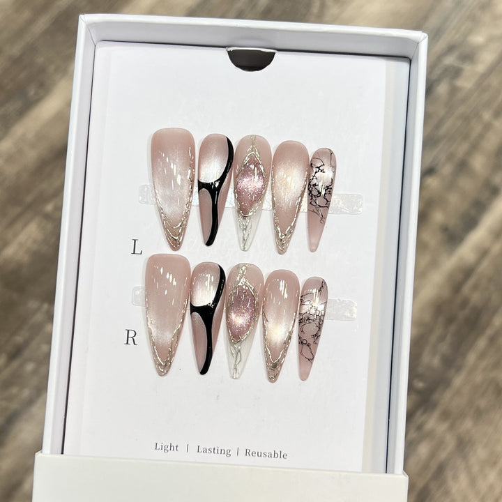 Decorative Floral Stiletto Press-On Nail Set Kalsten