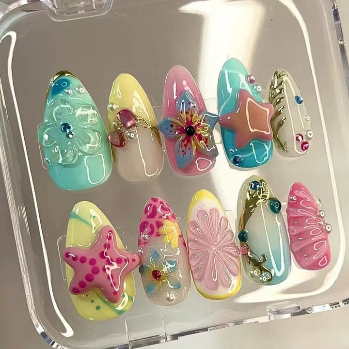 Decorative Press-On Nail Art Set with Accessories