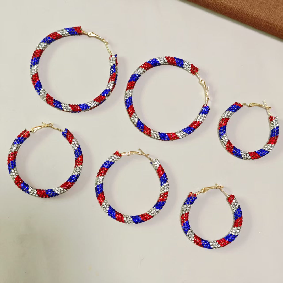 Women's handcrafted crystal pavé hoop earrings with curved tube element and clasp closure Kalsten