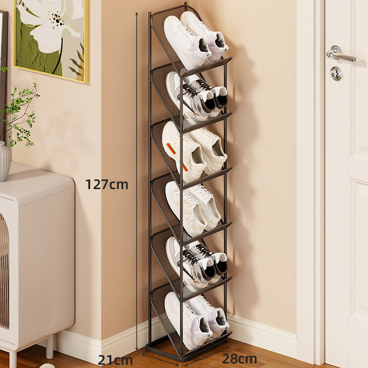 Vertical Angled Mesh Shoe Organizer Rack