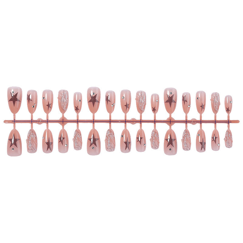 Artistic Press-On Nail Set with Star and Pearl Accents kalsten