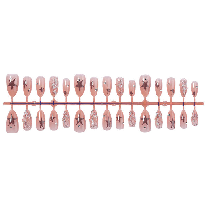 Artistic Press-On Nail Set with Star and Pearl Accents kalsten