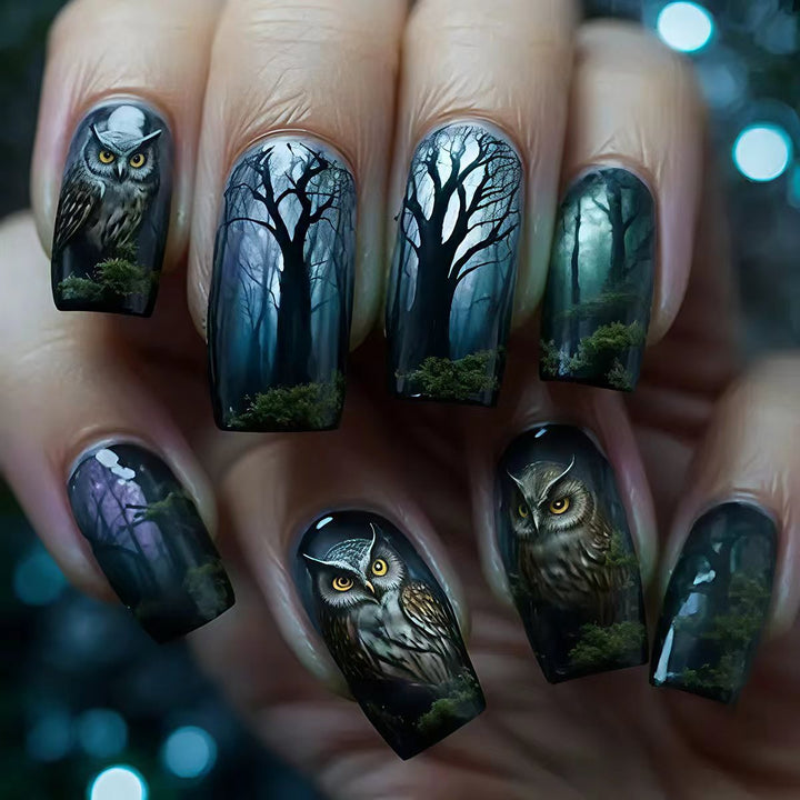 Artistic Forest-Themed Nail Art Kalsten