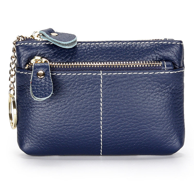 Premium Double Zip Leather Coin Pouch