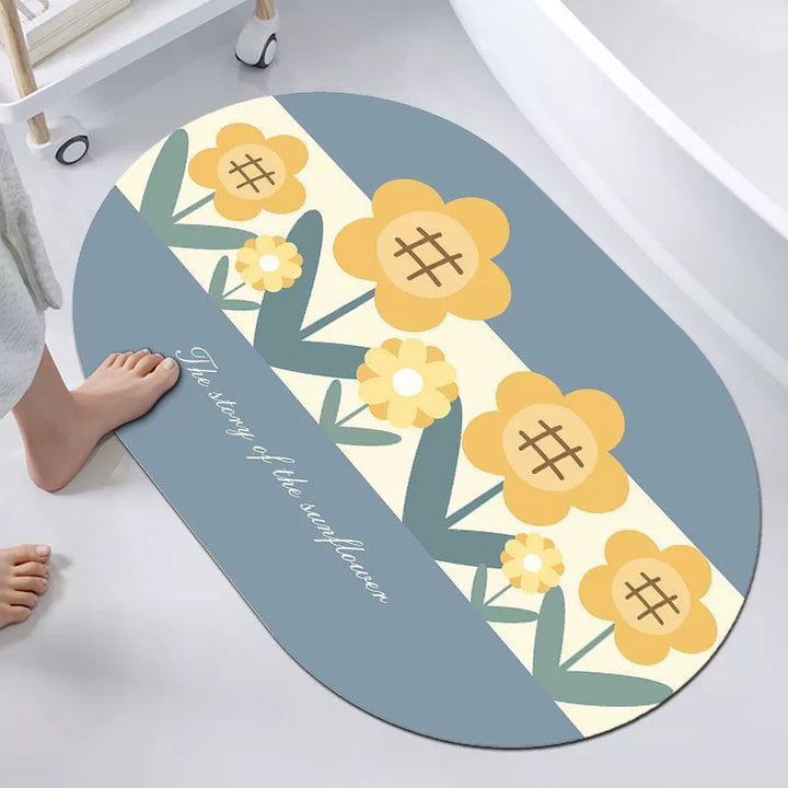 Floral-Themed Anti-Slip Bath Mat