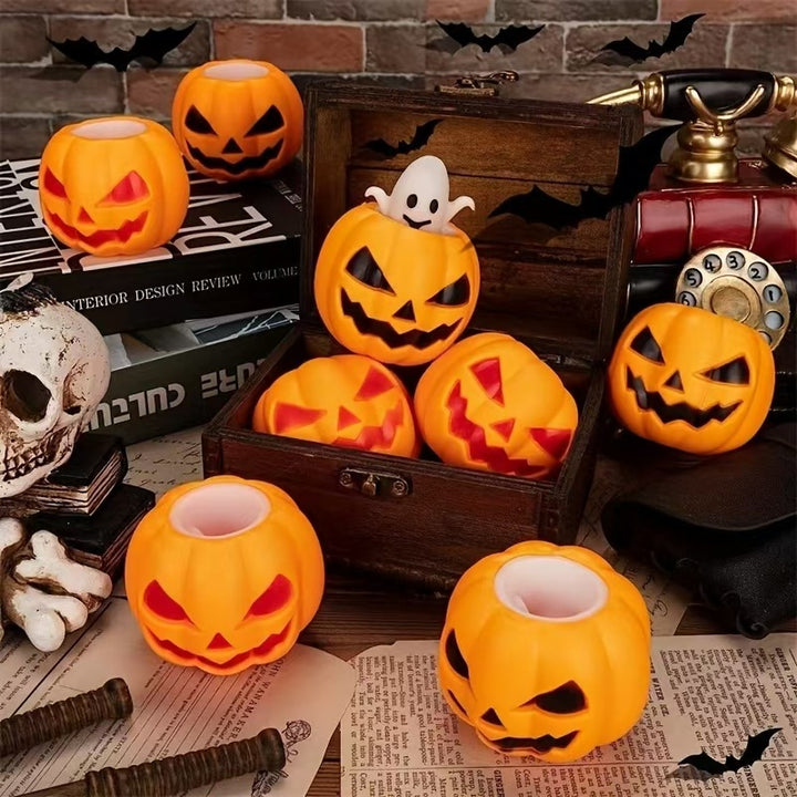 LED Pumpkin Tealight Holder for Halloween decorative battery-operated table lighting made of plastic