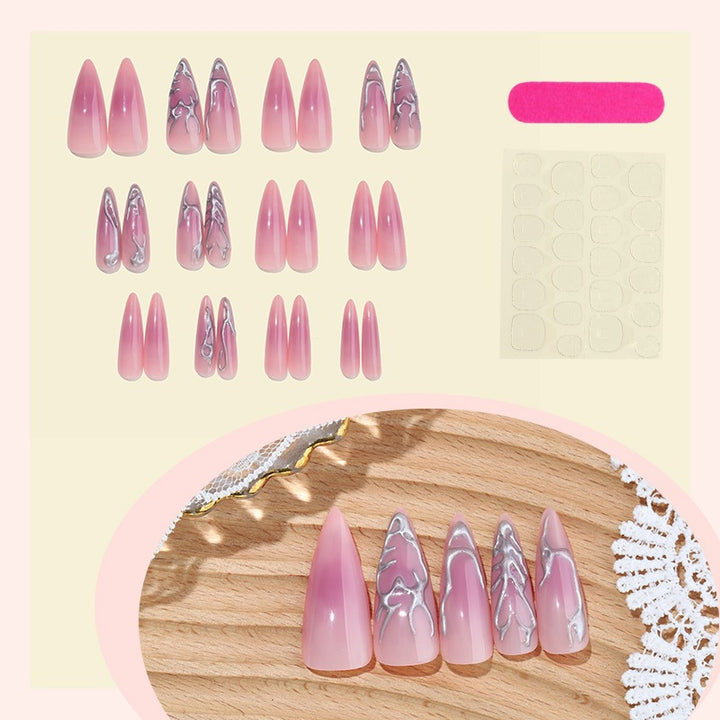 Acrylic nail set with creative marbled designs Kalsten