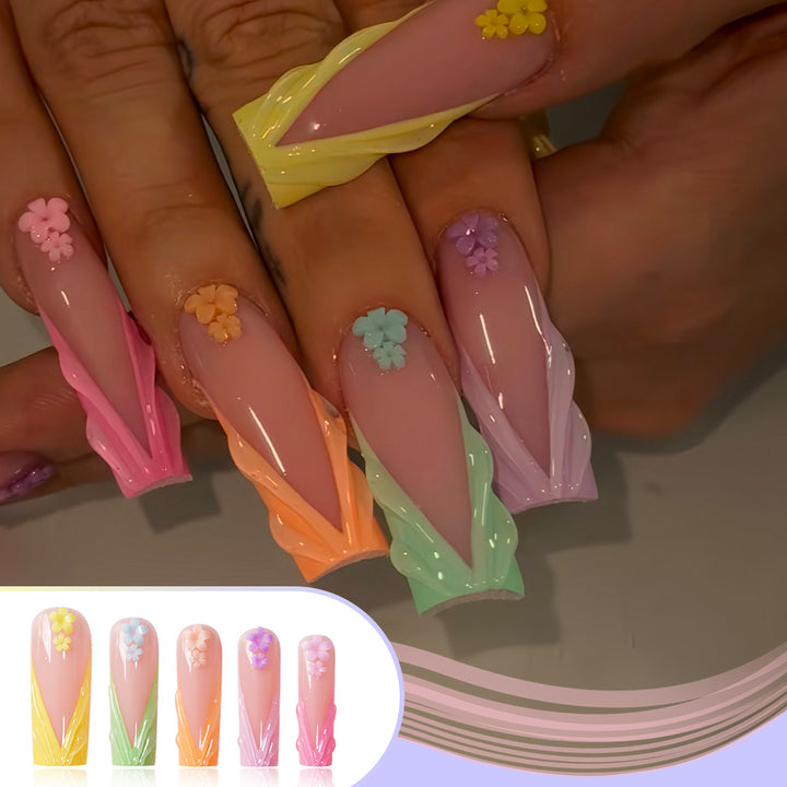Decorative Floral Sculpted Press-On Nails Kalsten