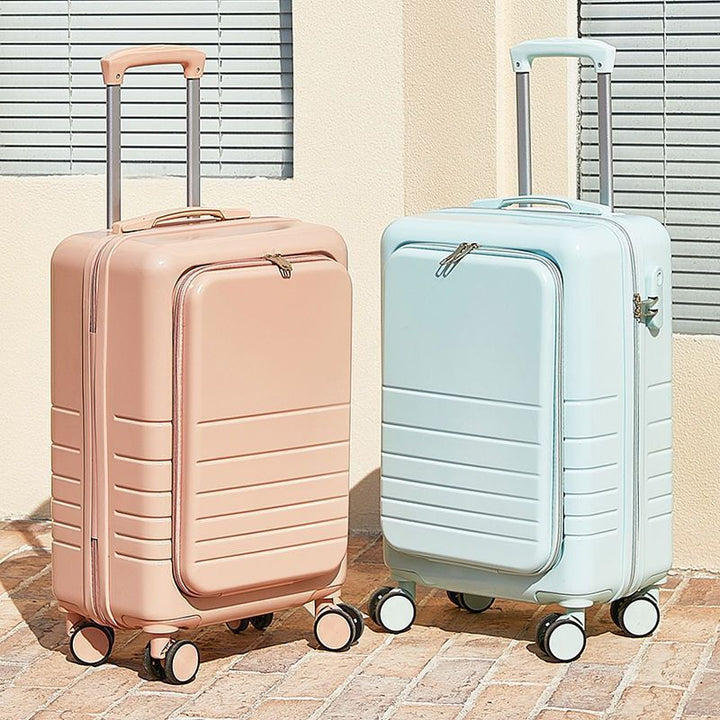 carry-on hardshell front-pocket spinner suitcase with quick-access compartment telescopic handle and smooth full-rotation wheels Kalsten