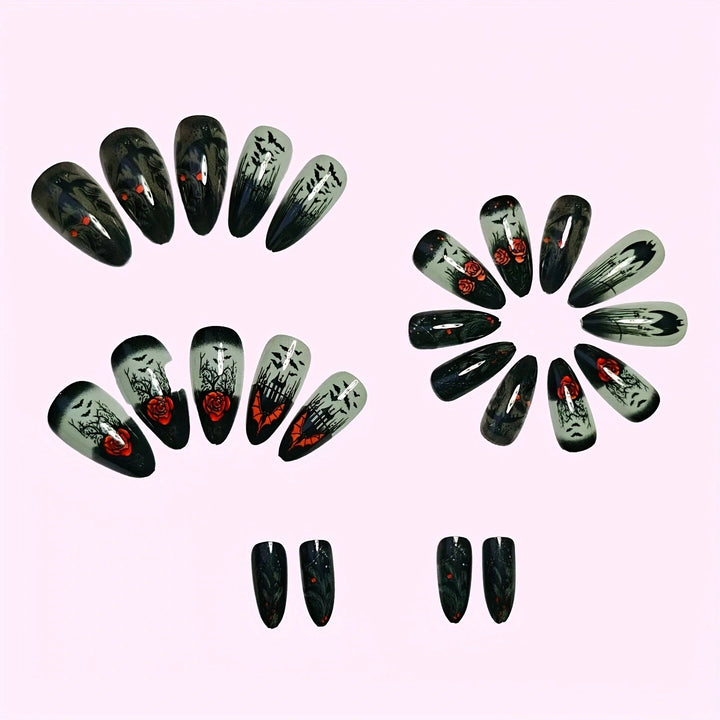Gothic-Themed Long Stiletto Nail Art