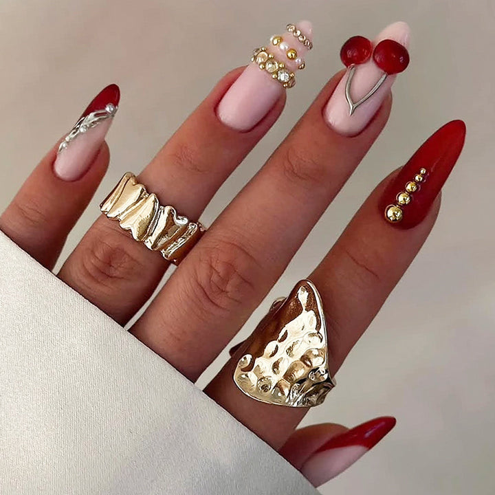 Artificial nail set with glamorous accents and cheerful patterns Kalsten